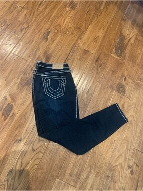 True Religion Women's Black Curvy Skinny Jeans with Contrast Stitching